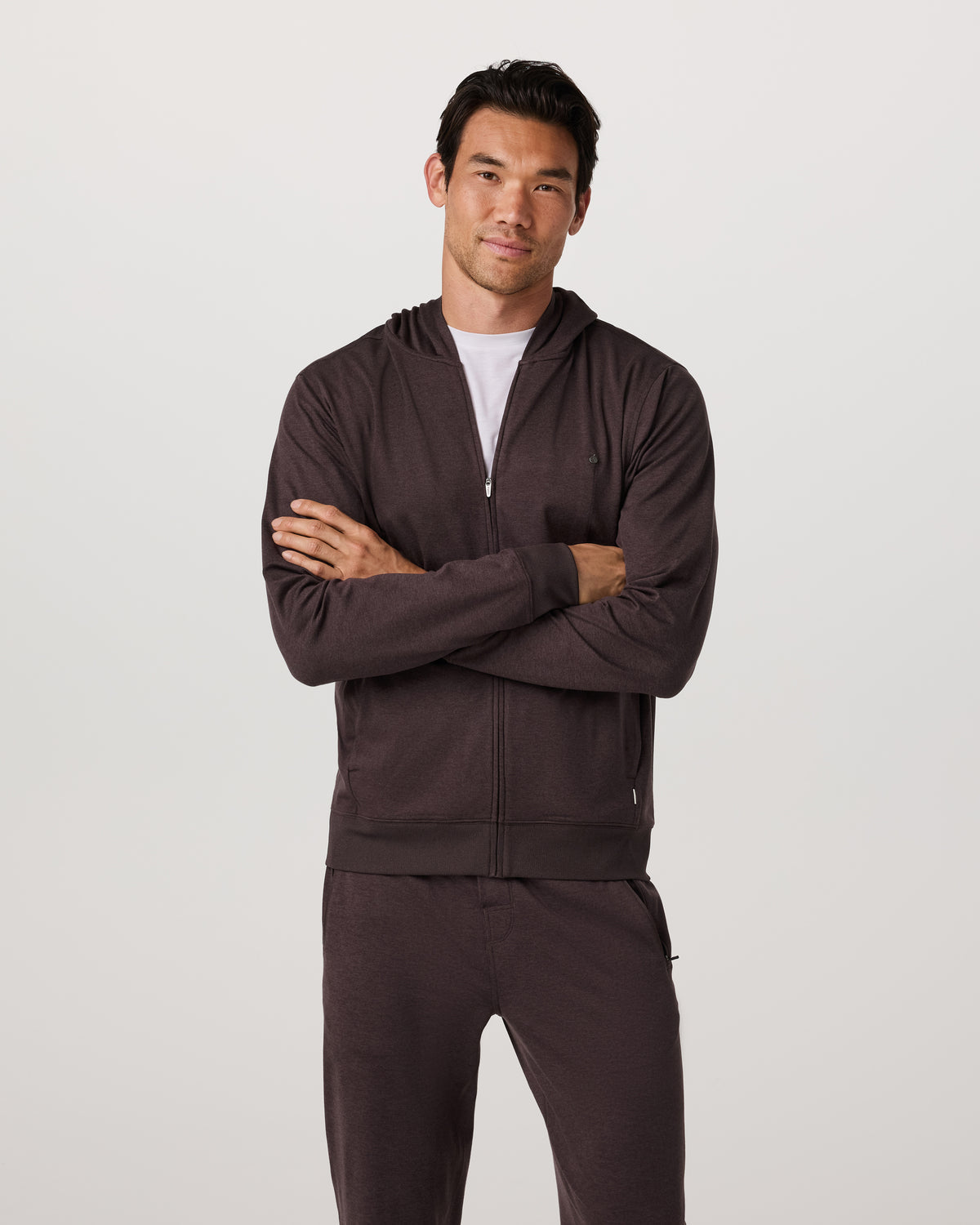 Ponto Full Zip Hoodie Men's Sangria Heather Hoodie - Vuori