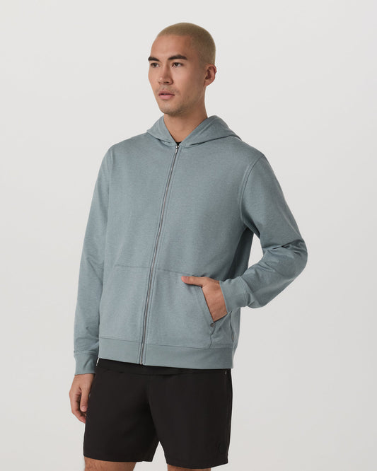 Coronado Full Zip Hoodie 2.0 Misty Blue Heather Jacket - Vuori