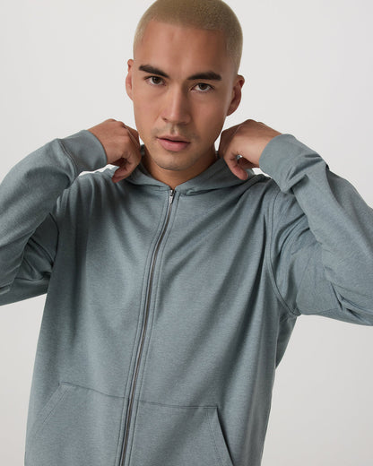 Coronado Full Zip Hoodie 2.0 Misty Blue Heather Jacket - Vuori