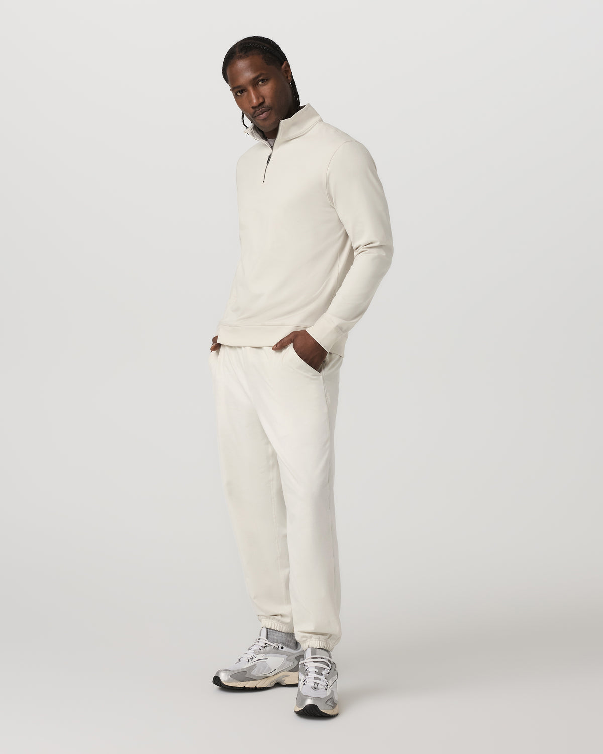 Coronado Half Zip Men's Ivory Heather Pullover - Vuori
