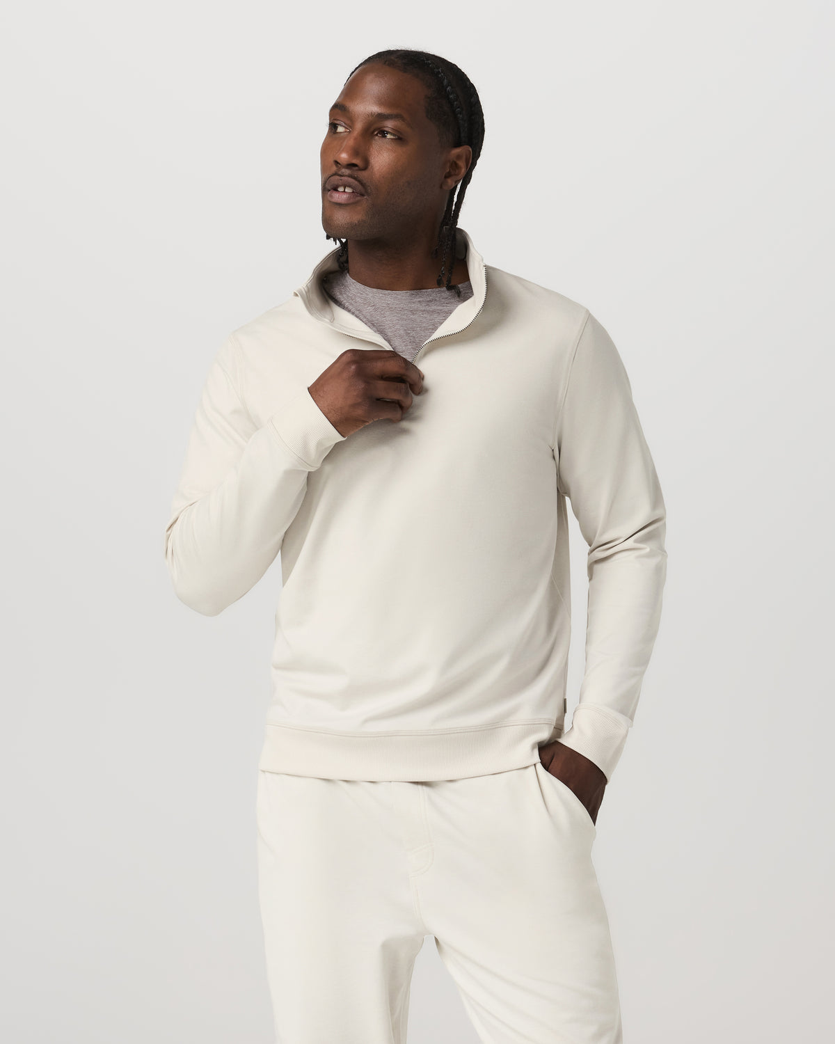 Coronado Half Zip Men's Ivory Heather Pullover - Vuori