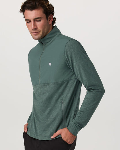 Sunday Element 1/2 Zip Agate Green Heather Pullover - Vuori