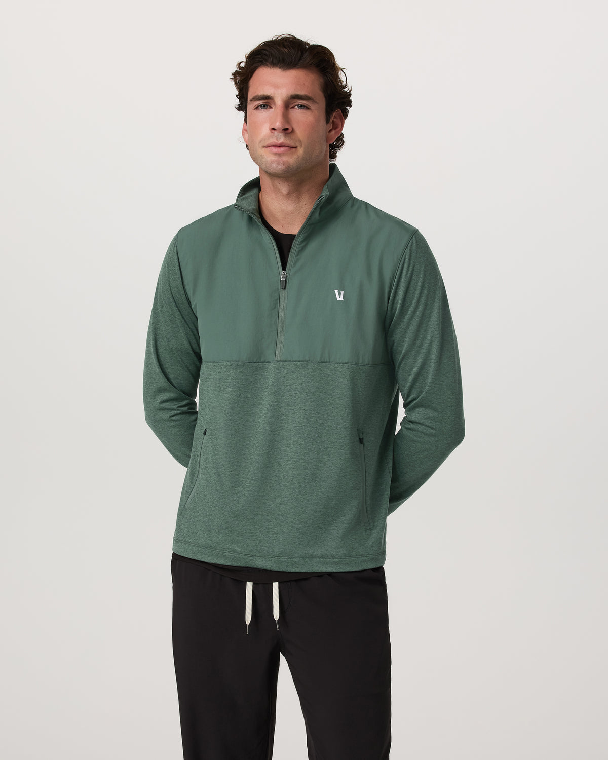 Sunday Element 1/2 Zip Agate Green Heather Pullover - Vuori