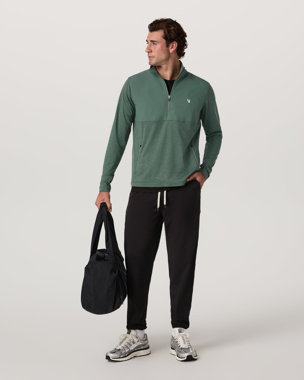 Sunday Element 1/2 Zip Agate Green Heather Pullover - Vuori
