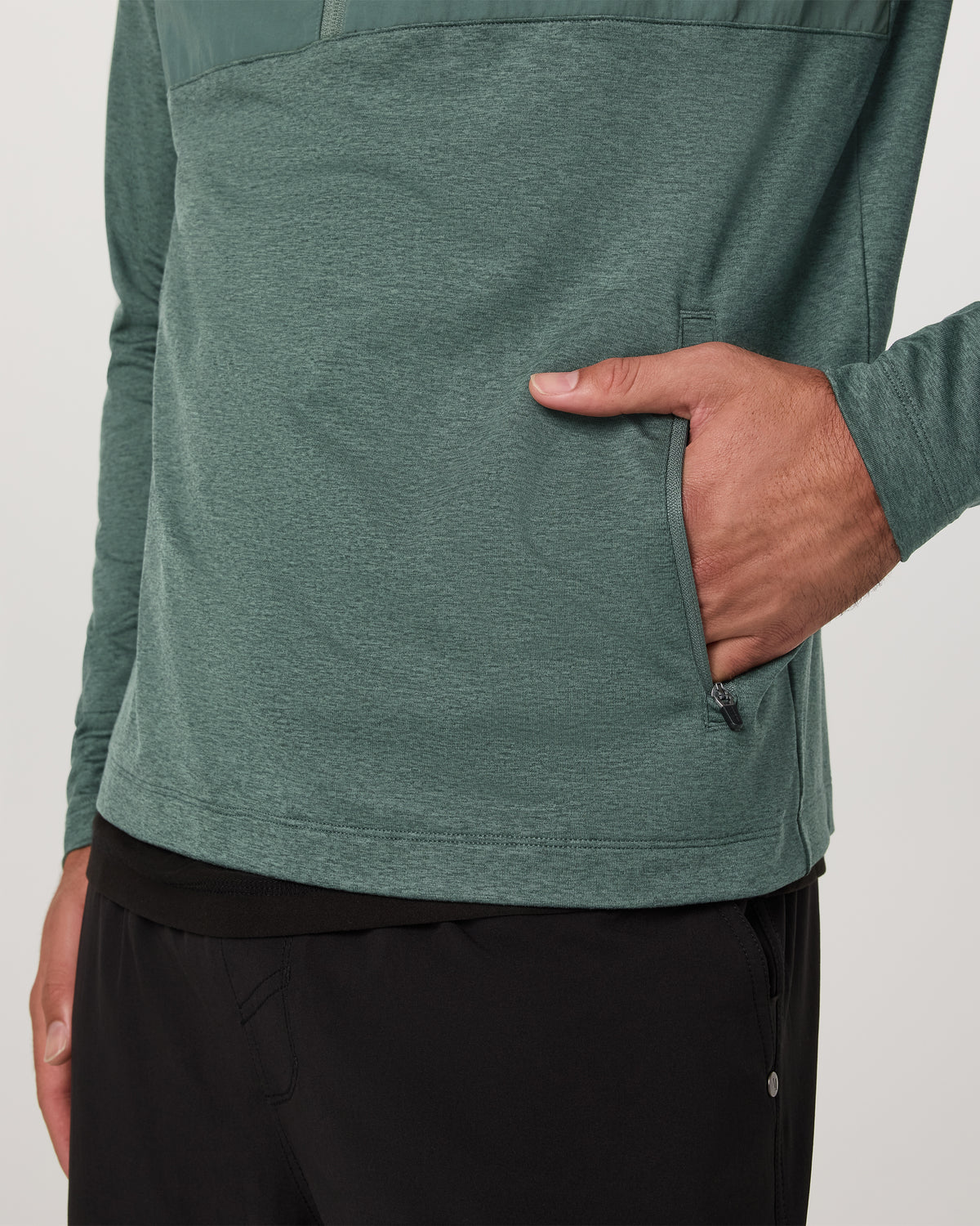 Sunday Element 1/2 Zip Agate Green Heather Pullover - Vuori
