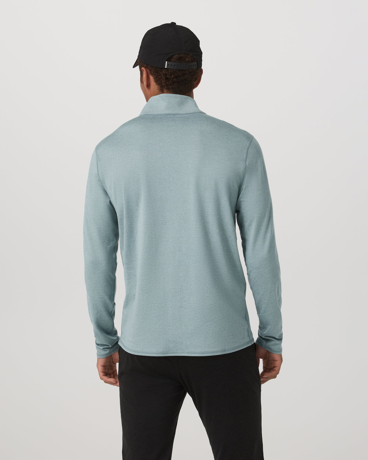 Ponto Half Zip Mock Neck Men's Misty Blue Heather Layer - Vuori