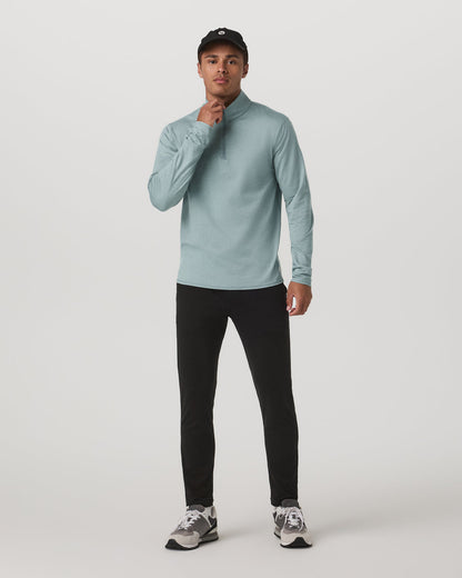 Ponto Half Zip Mock Neck Men's Misty Blue Heather Layer - Vuori