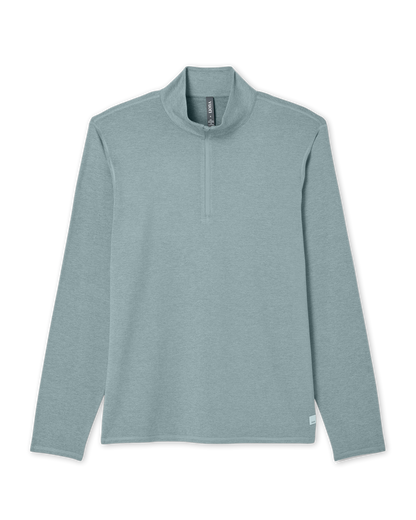 Ponto Half Zip Mock Neck Men's Misty Blue Heather Layer - Vuori
