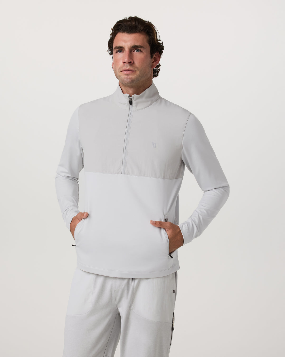 Sunday Element 1/2 Zip Men's Frost Grey Pullover - Vuori
