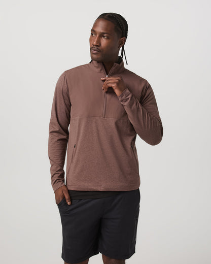 Sunday Element Half Zip Men's Sable Heather Layer - Vuori
