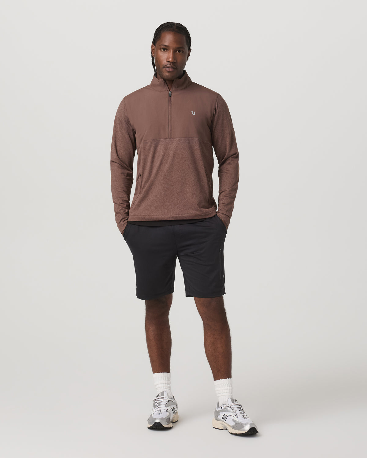 Sunday Element Half Zip Men's Sable Heather Layer - Vuori