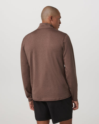 Ponto Half Zip Mock Neck Men's Sable Heather Layer - Vuori