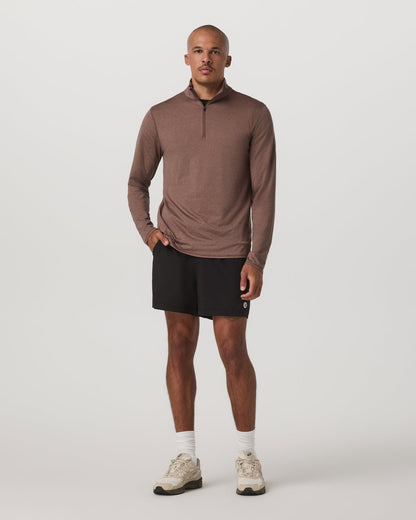 Ponto Half Zip Mock Neck Men's Sable Heather Layer - Vuori