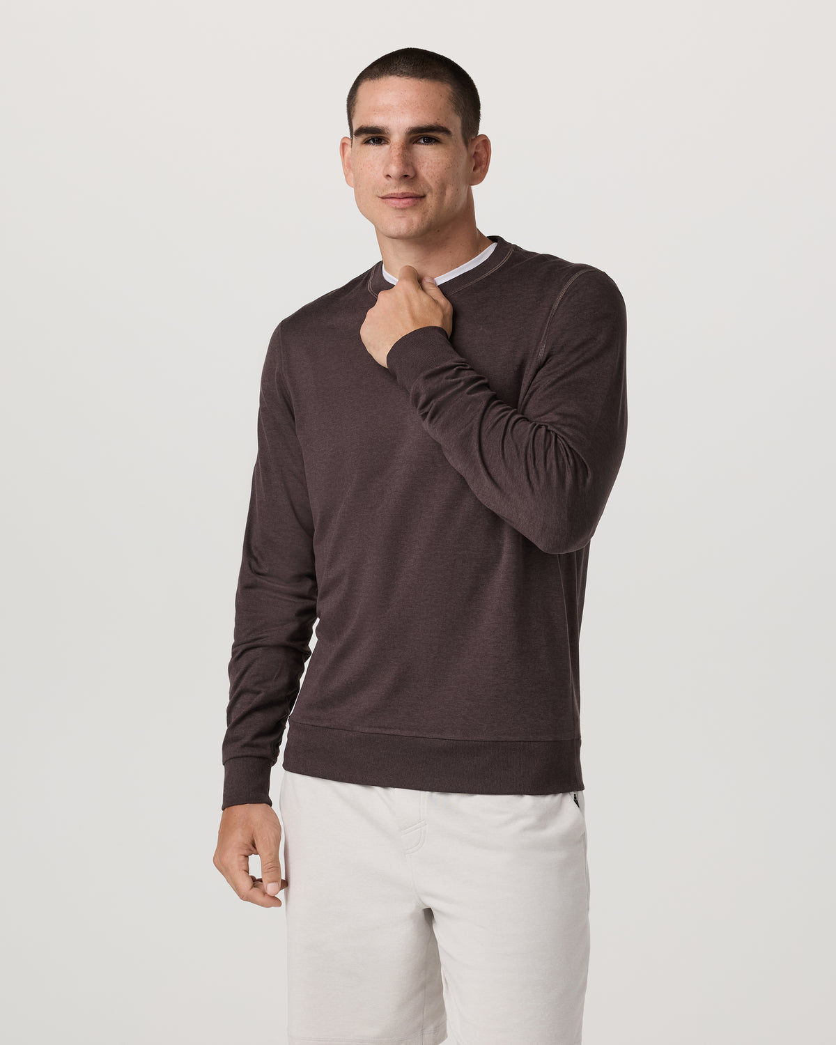 Ponto Performance Crew Men's Sangria Heather Crew Neck - Vuori