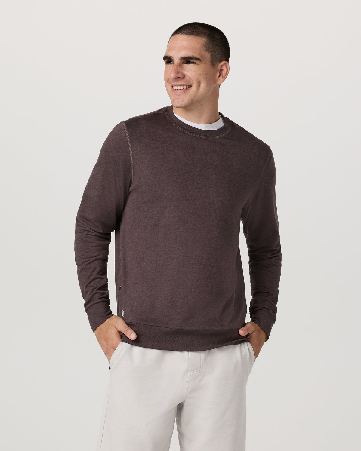 Ponto Performance Crew Men's Sangria Heather Crew Neck - Vuori