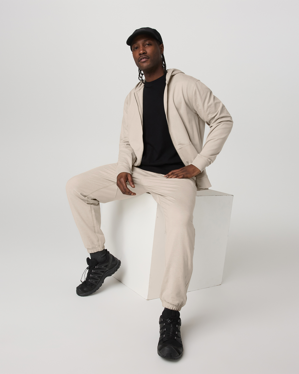 Men's Coronado Full Zip Hoodie 2.0 Limestone Heather - Vuori