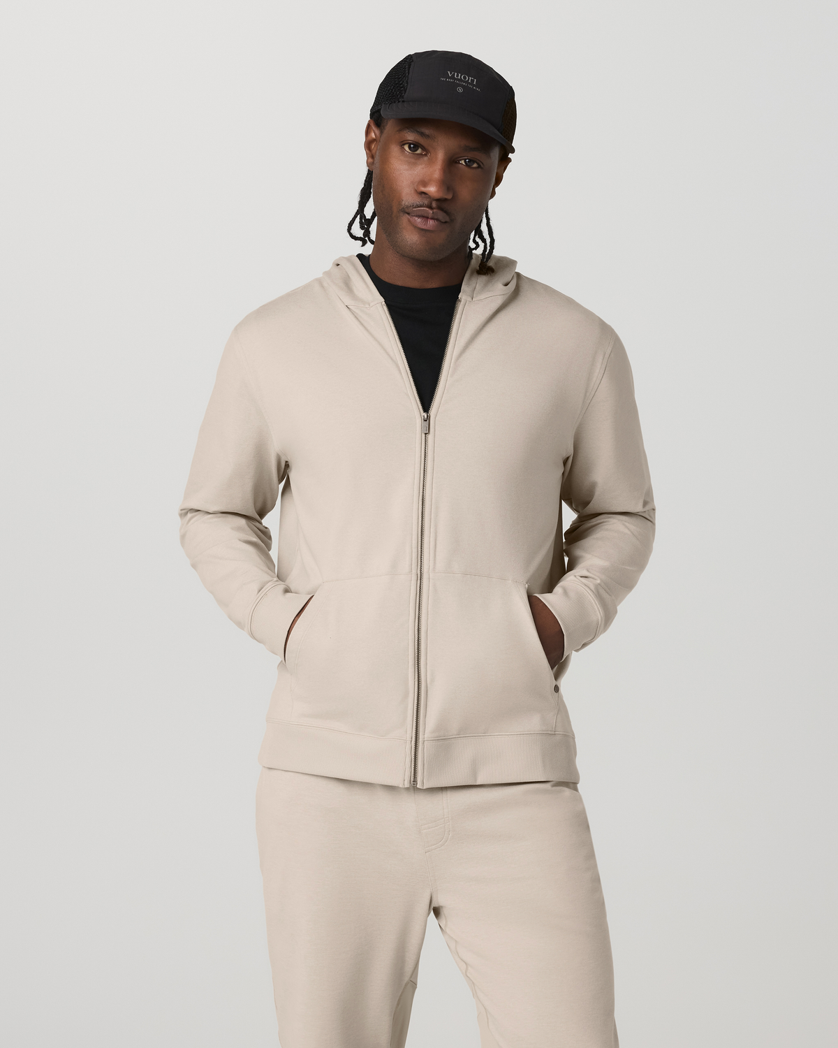 Men's Coronado Full Zip Hoodie 2.0 Limestone Heather - Vuori