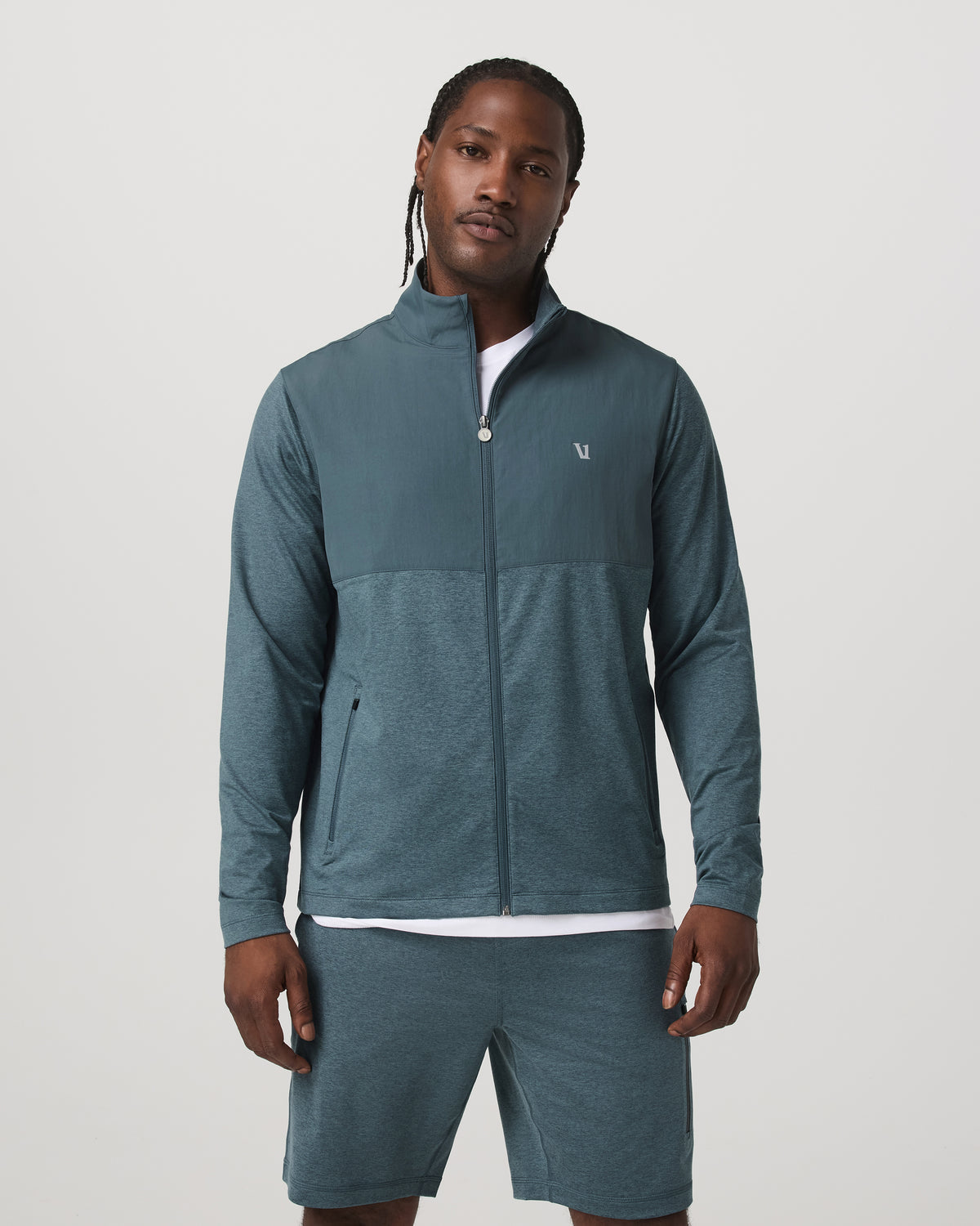 Sunday Element Track Jacket Men's Blue Sea Heather Jacket - Vuori