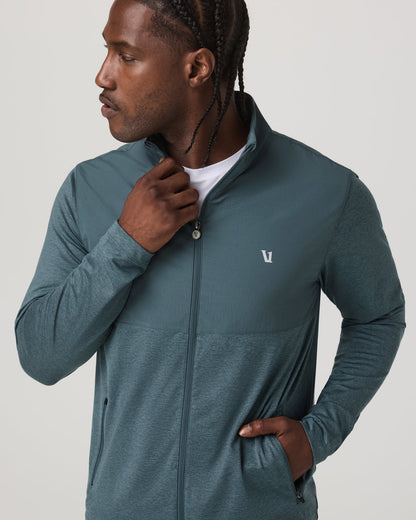 Sunday Element Track Jacket Men's Blue Sea Heather Jacket - Vuori