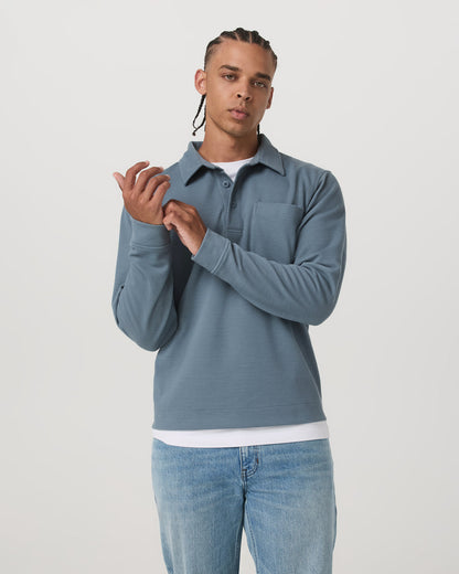 Long Sleeve Waffle Polo Men's Abyss Polo Shirt - Vuori