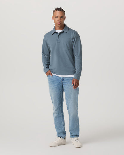 Long Sleeve Waffle Polo Men's Abyss Polo Shirt - Vuori