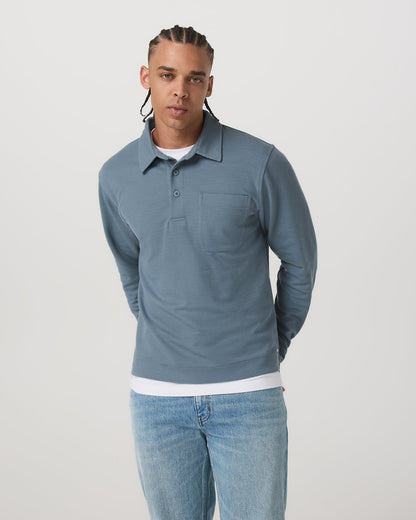 Long Sleeve Waffle Polo Men's Abyss Polo Shirt - Vuori
