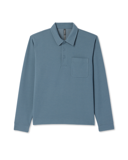 Long Sleeve Waffle Polo Men's Abyss Polo Shirt - Vuori
