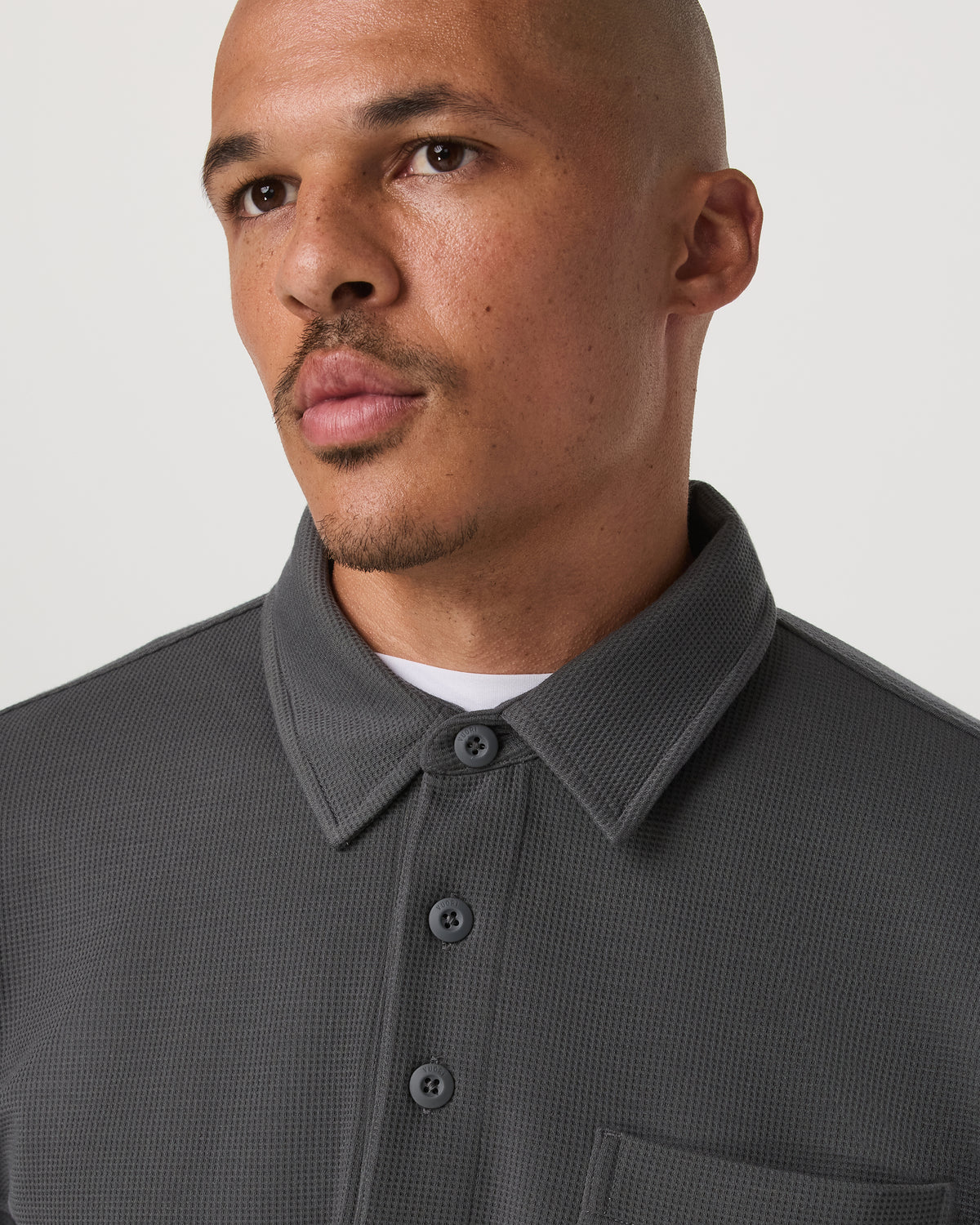 Long Sleeve Waffle Polo Men's Dark Pewter Polo Shirt - Vuori