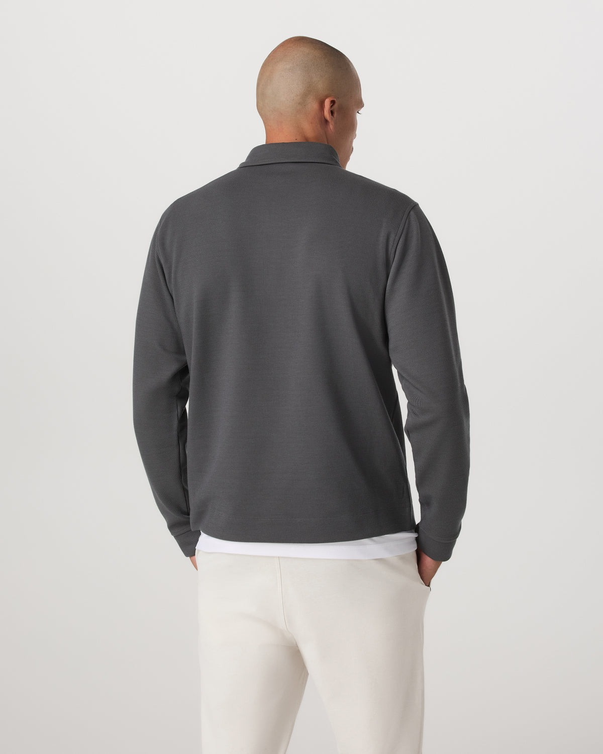 Long Sleeve Waffle Polo Men's Dark Pewter Polo Shirt - Vuori