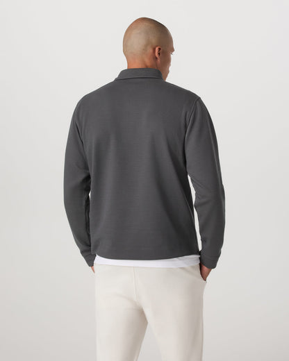 Long Sleeve Waffle Polo Men's Dark Pewter Polo Shirt - Vuori