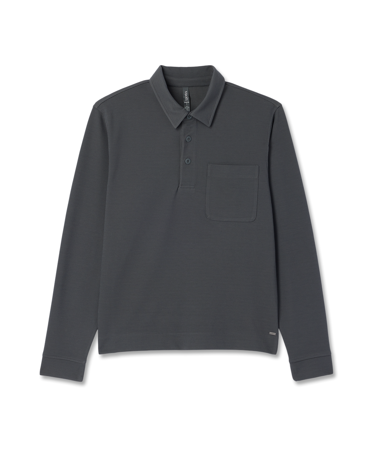 Long Sleeve Waffle Polo Men's Dark Pewter Polo Shirt - Vuori