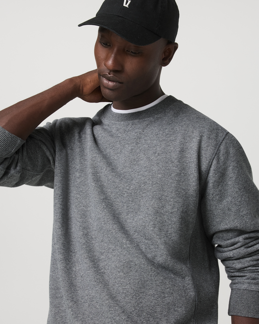 Cypress Vintage Crew Men's Heather Grey Fleece Pullover - Vuori
