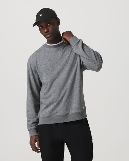 Cypress Vintage Crew Men's Heather Grey Fleece Pullover - Vuori
