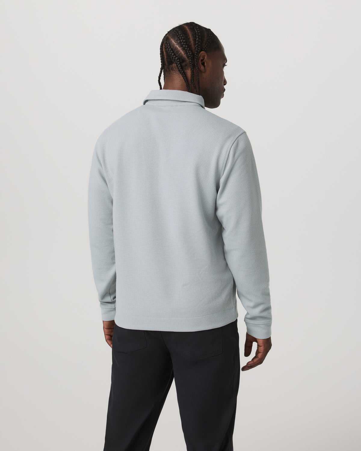 Long Sleeve Waffle Polo Men's Sea Fog Polo Shirt - Vuori