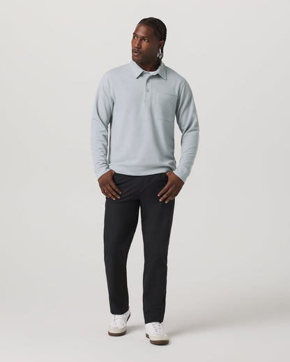 Long Sleeve Waffle Polo Men's Sea Fog Polo Shirt - Vuori