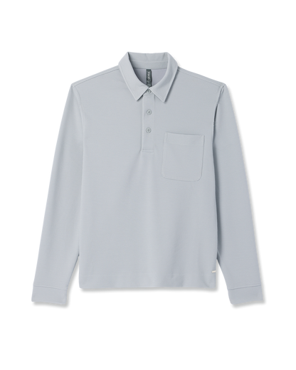 Long Sleeve Waffle Polo Men's Sea Fog Polo Shirt - Vuori