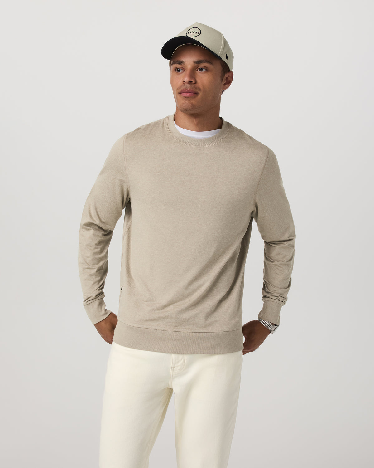 Ponto Performance Crew Men's Truffle Heather Crew Neck - Vuori