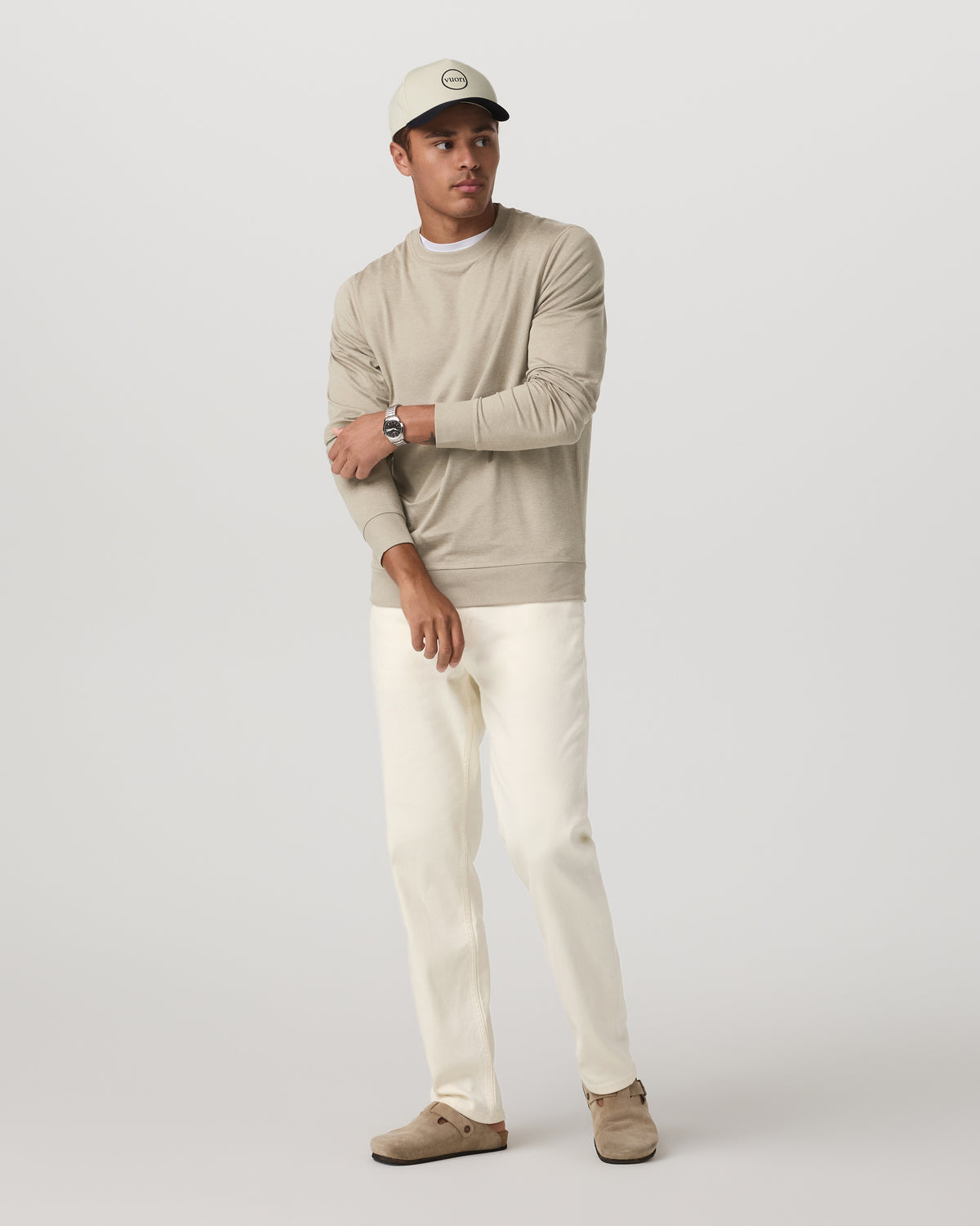 Ponto Performance Crew Men's Truffle Heather Crew Neck - Vuori
