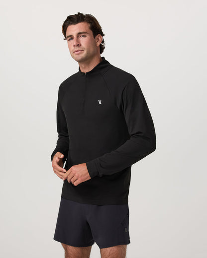 Clearview Seamless Quarter Zip Men's Black Long Sleeve - Vuori