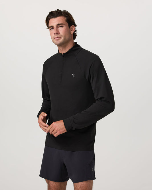 Clearview Seamless Quarter Zip Men's Black Long Sleeve - Vuori