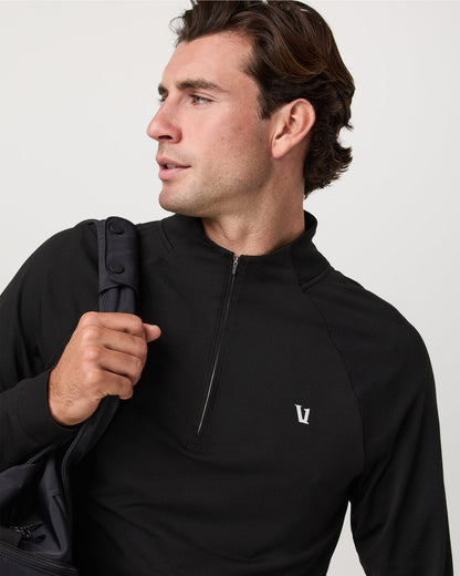 Clearview Seamless Quarter Zip Men's Black Long Sleeve - Vuori
