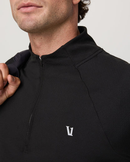 Clearview Seamless Quarter Zip Men's Black Long Sleeve - Vuori