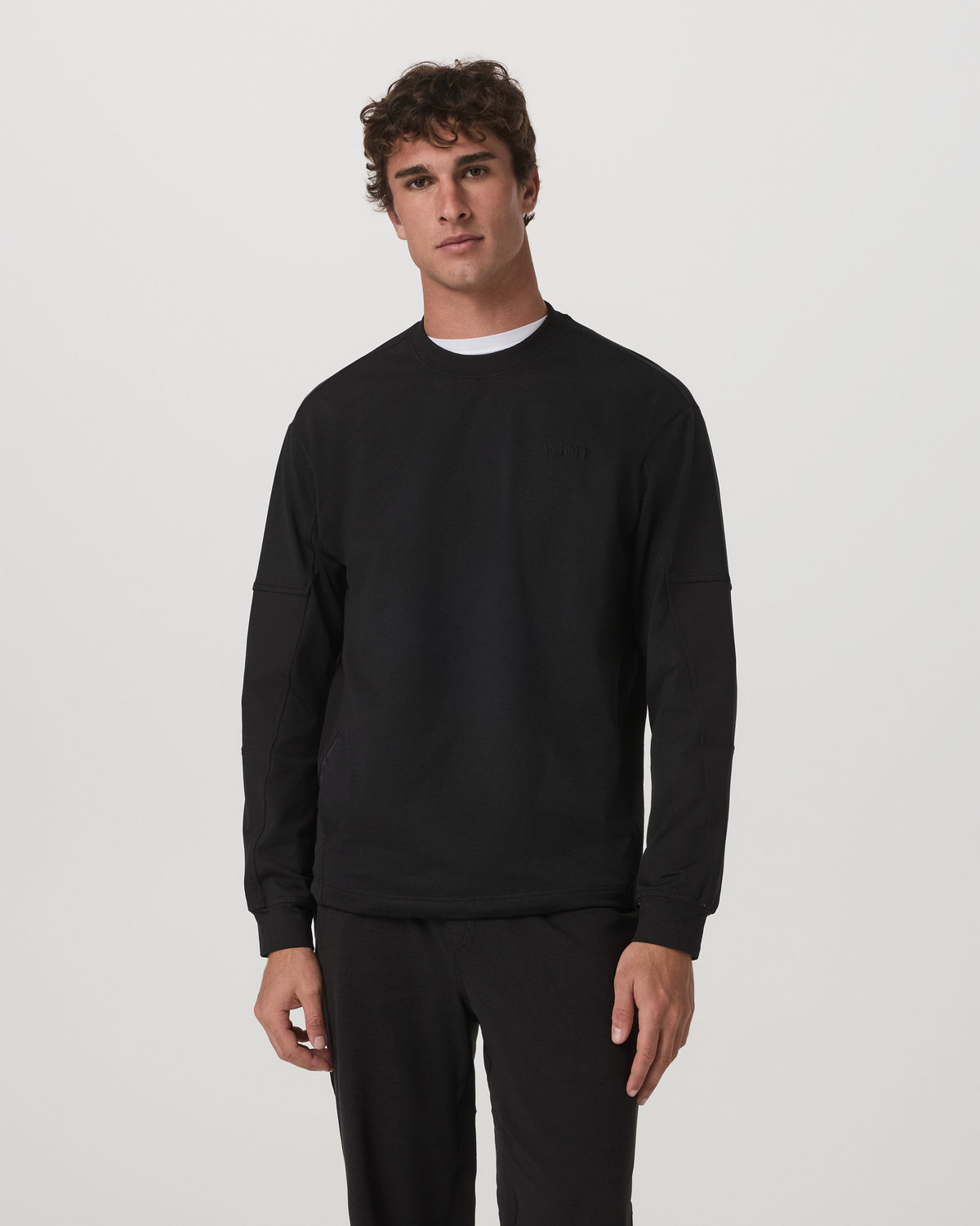 Coronado Mixed Media Crew Men's Black Heather Crewneck - Vuori