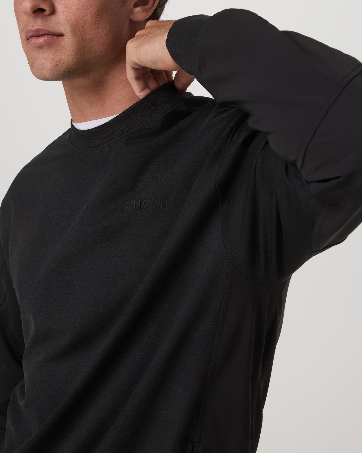 Coronado Mixed Media Crew Men's Black Heather Crewneck - Vuori