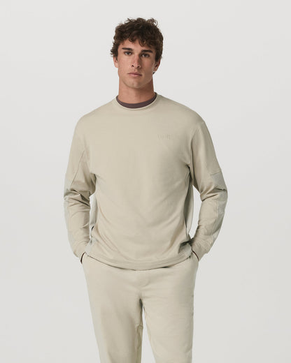 Men's Coronado Mixed Media Crew Limestone Heather - Vuori