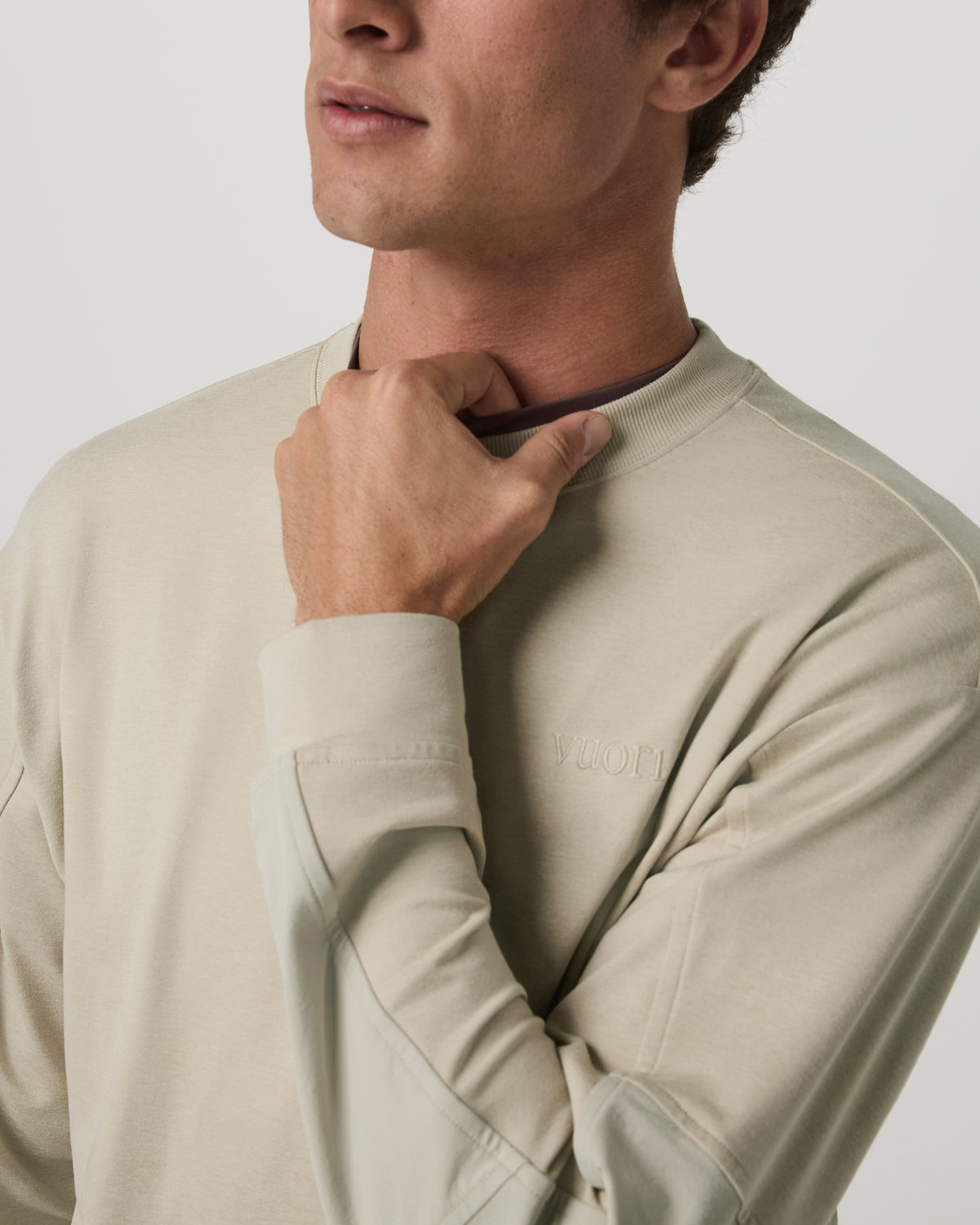 Men's Coronado Mixed Media Crew Limestone Heather - Vuori