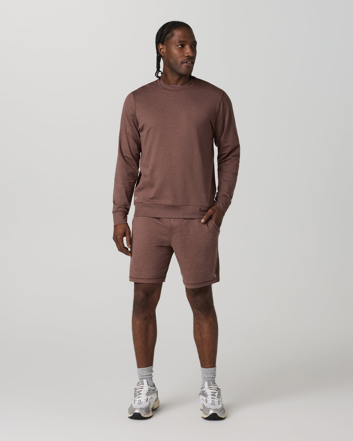 Ponto Performance Crew Men's Sable Heather Crew Neck - Vuori