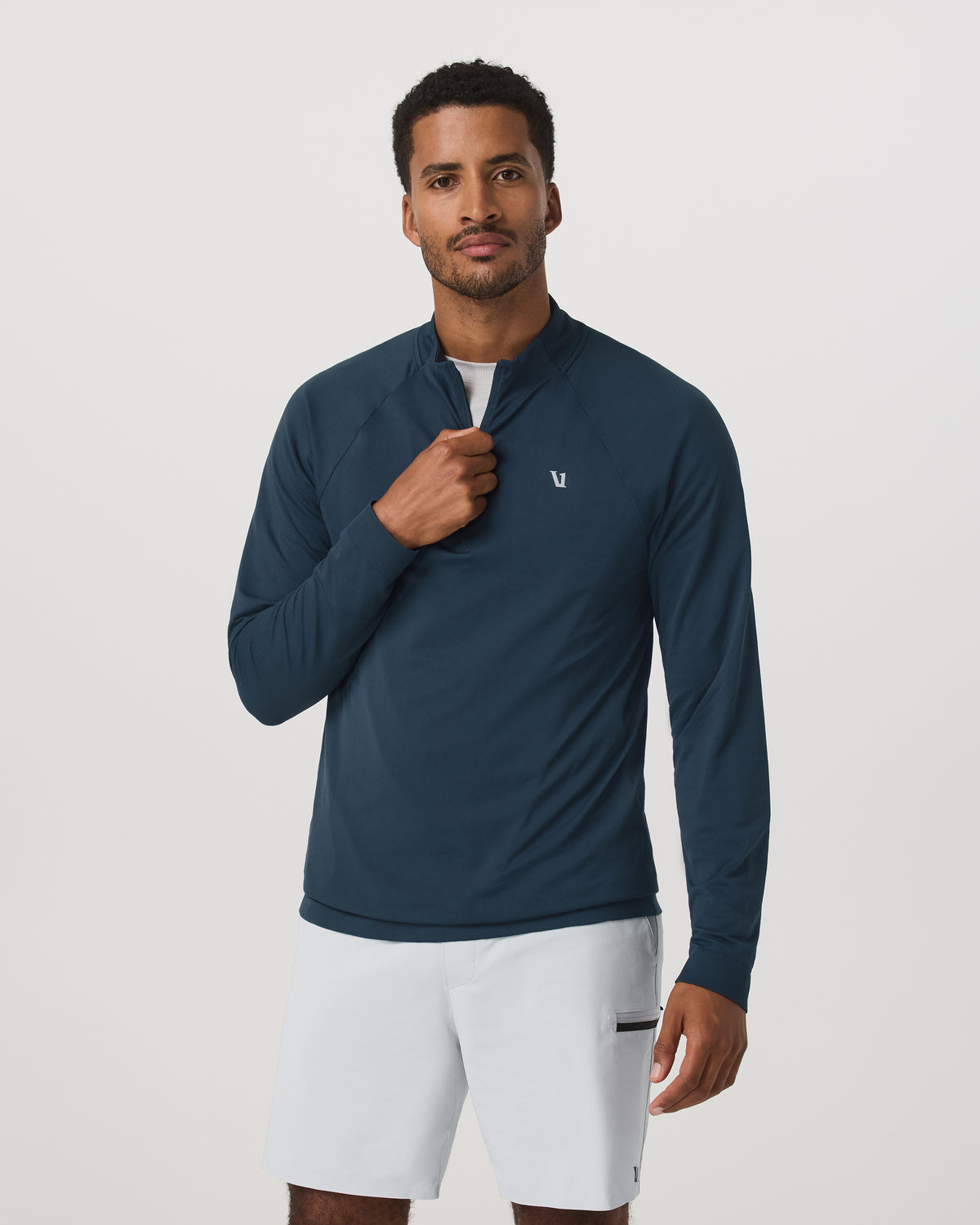 Clearview Seamless Quarter Zip Ocean Blue Long Sleeve - Vuori