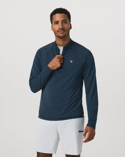 Clearview Seamless Quarter Zip Ocean Blue Long Sleeve - Vuori