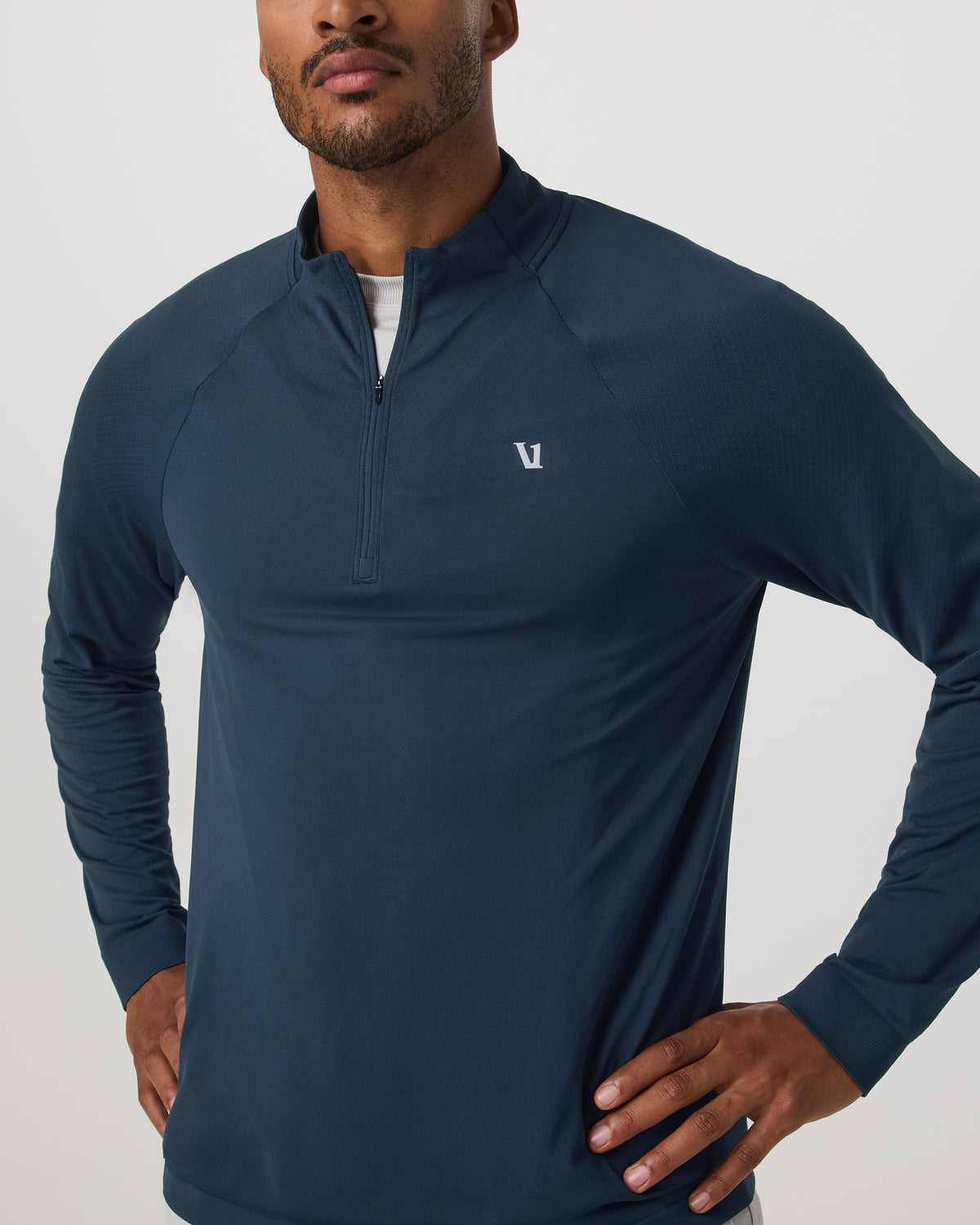 Clearview Seamless Quarter Zip Ocean Blue Long Sleeve - Vuori